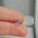 Tanzanite Trillion Earrings - December Birthstone Studs - Solid 18K Gold