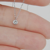 Bezel Diamond Tiny Solitaire Necklace – Natural Dainty Handmade Diamond Necklace