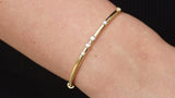 Scattered Diamond Gold Bangle – Solid 18k Minimalist Cluster Bracelet – Dainty Fine Jewelry Gift