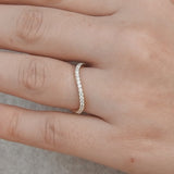 Curved Diamond Wedding Band - Unique Wavy Diamond Stacking Ring