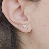 Heart Lab Diamond Stud Earrings – Minimalist Solid 18k Gold – Dainty Heart Diamond Valentine Gift