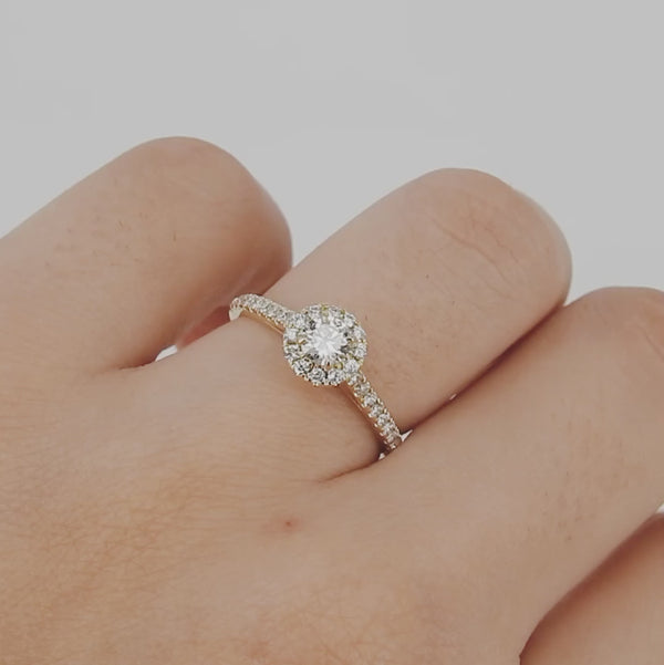 Halo Diamond Engagement Ring – Diamond Illusion Ring – April Birthstone – Handmade Wedding Jewelry