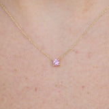 Natural Pink Sapphire Necklace – Solid 18k Gold Solitaire Pendant – Dainty September Birthstone Jewelry – Meaningful Christmas Gift