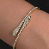 Natural Diamond Snake-Inspired Bangle Bracelet – Thin 18k Gold Stacking Bangle