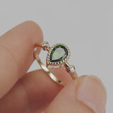 Vintage Textured Bezel Tsavorite Engagement Ring