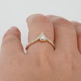 GIA Certified Heart Diamond Chevron Engagement Ring