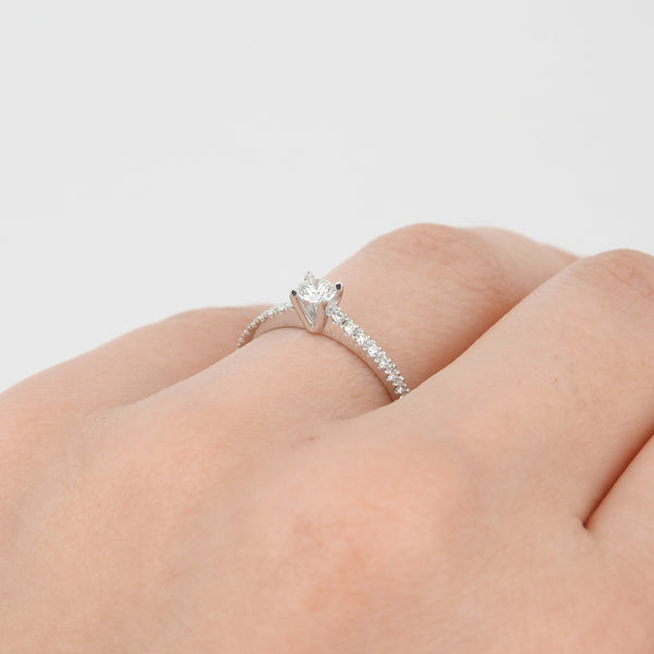 Dainty Solitaire Diamond Engagement Ring – April Birthstone Bridal Jewelry