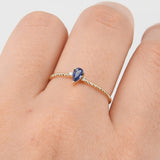Dainty Blue Pear-Shaped Sapphire Ring