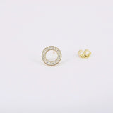 Circle Diamond Studs - Genuine Diamond Earrings - Vintage Pave April Birthstone Earrings