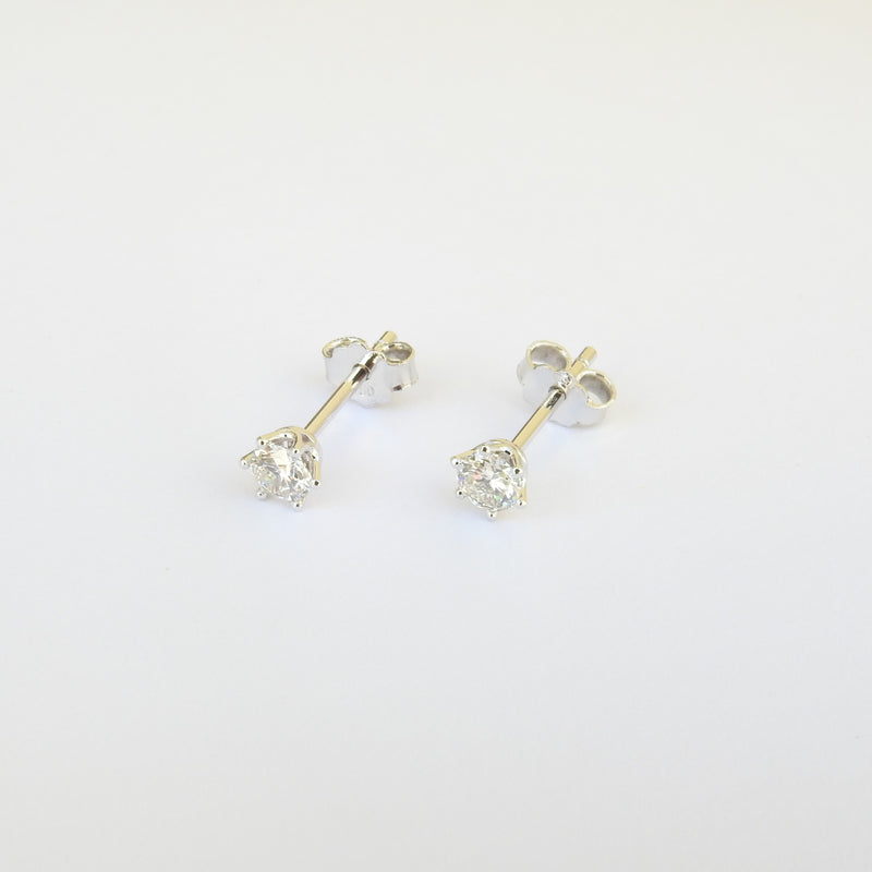 Solitaire Diamond Studs - Vintage 6 Prong Diamond Stud Earrings