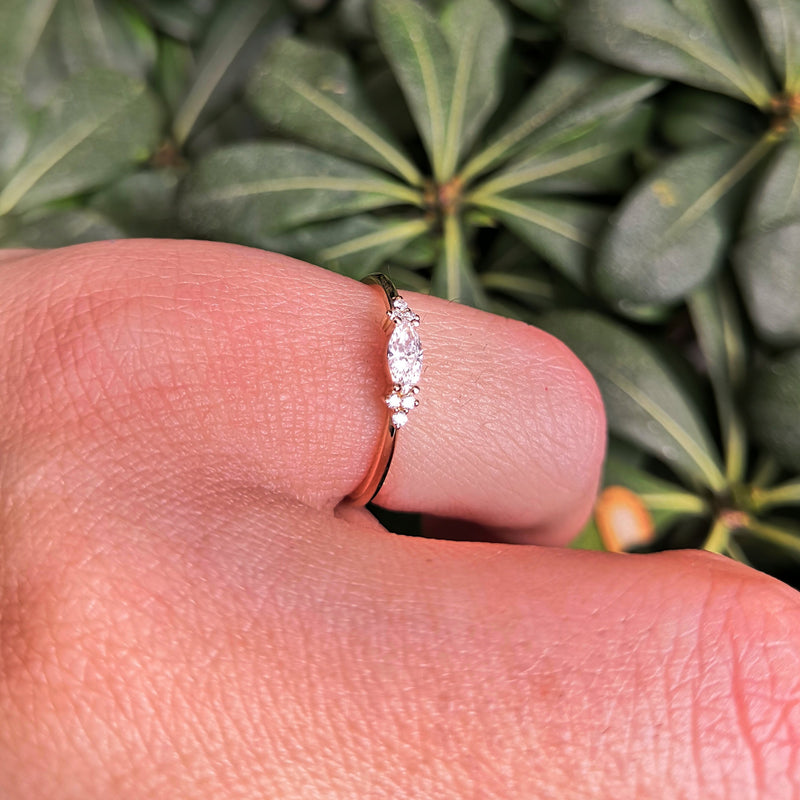 Vintage Solitaire Diamond Ring • Marquise Engagement Ring • Promise Ring • Minimalist Ring • Handmade Jewelry