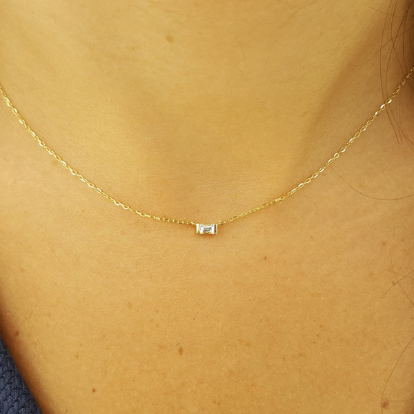 Natural Baguette Diamond necklace