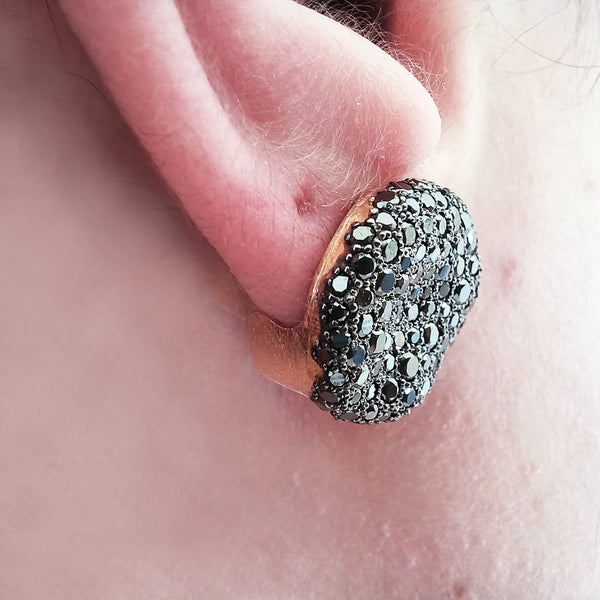 Large Genuine Black Diamond Nested Cluster Earrings