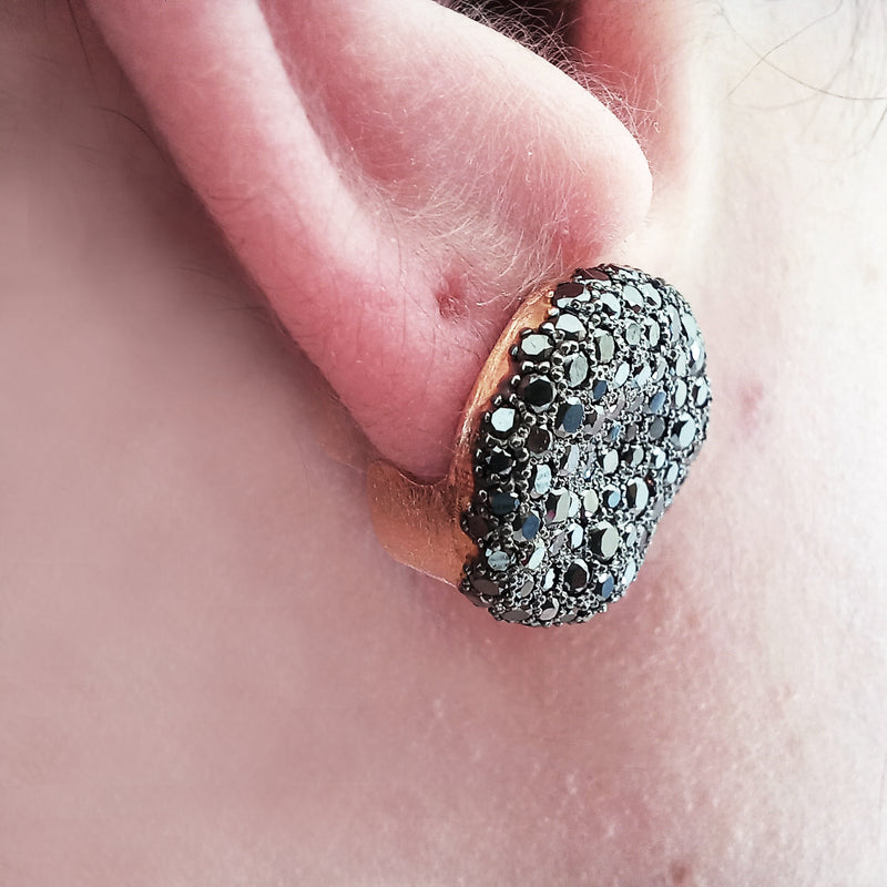 Genuine Black Diamond Large Cluster Earrings