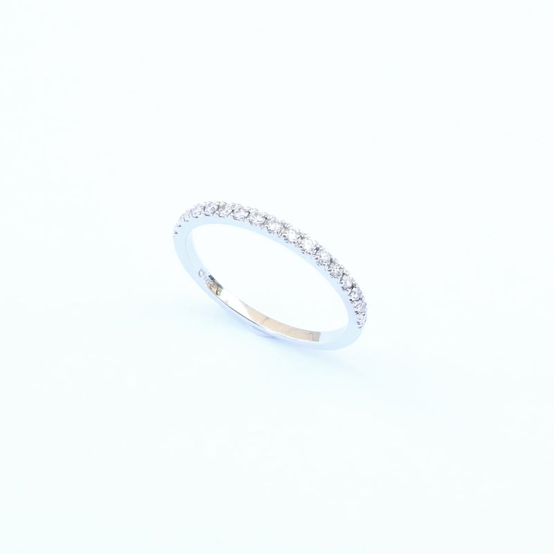 Dainty Diamond Wedding Band – 1.5 mm Half Eternity Pave Diamond Band – April Birthstone Eternity Ring – Simple Stacking Diamond Wedding Band