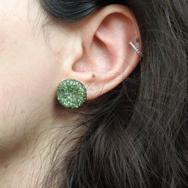Tsavorite Earrings  "Cosmos Cluster"