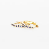 Natural Sapphire Huggie Hoop Earrings - Dainty and Handcrafted