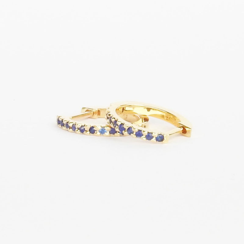 Natural Sapphire Huggie Hoop Earrings - Dainty and Handcrafted