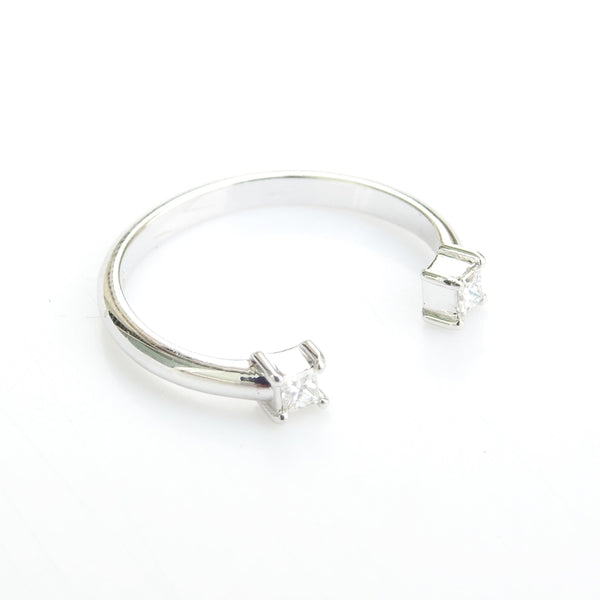 Toi et Moi Open Diamond Ring – Genuine Twin Princess Cut Diamond Ring
