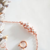 Dainty Diamond Cluster Bracelet – Genuine Diamond Bracelet – Minimal Diamond Wedding Bracelet Set – Handmade Jewelry