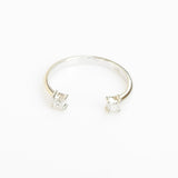 Toi et Moi Diamond Ring – Genuine Twin Princess Cut Diamond Ring - Open April Birthstone Ring –– Handmade Bridesmaid Wedding Jewelry Gift – Promise Ring