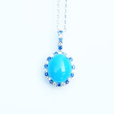 Sleeping Beauty Natural Turquoise and Diamond Necklace - " The Crown"