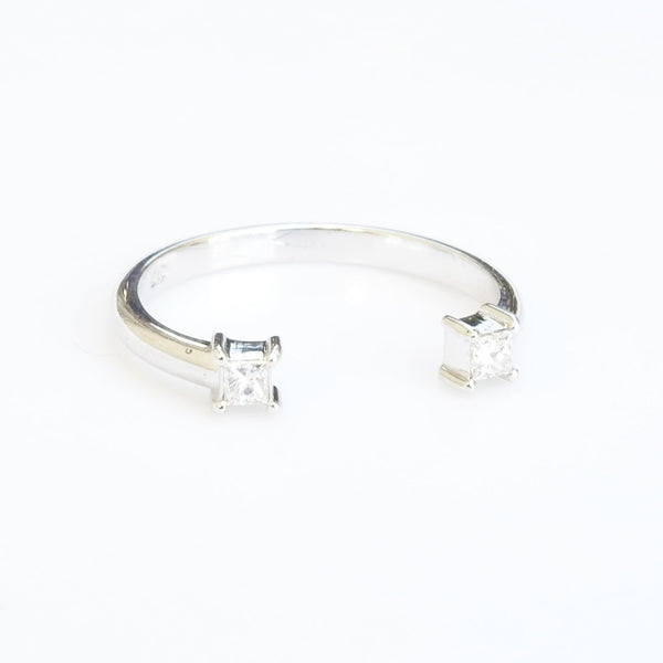 Toi et Moi Open Diamond Ring – Genuine Twin Princess Cut Diamond Ring
