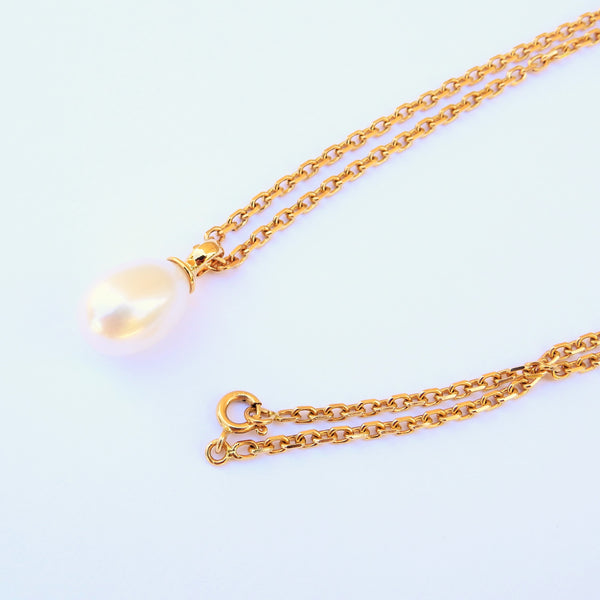 Floating Baroque Pearl Necklace – Single Cultured Pearl Necklace – Natural Large Freshwater Pearl Necklace – Chunky June Birthstone Necklace