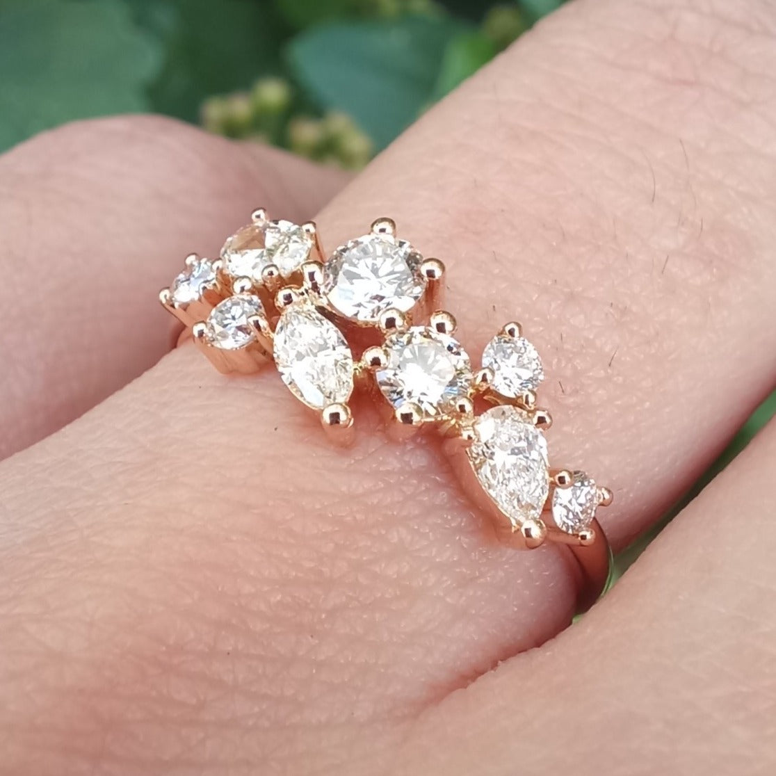 Large Multi-Shape Diamond Cluster Ring – NaturalGemsAtelier