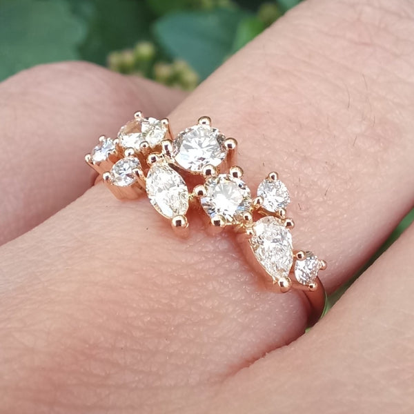 Vintage Diamond Cluster Ring - Multi-Shape April Birthstone