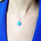 Sleeping Beauty Natural Turquoise and Diamond Necklace - " The Crown"