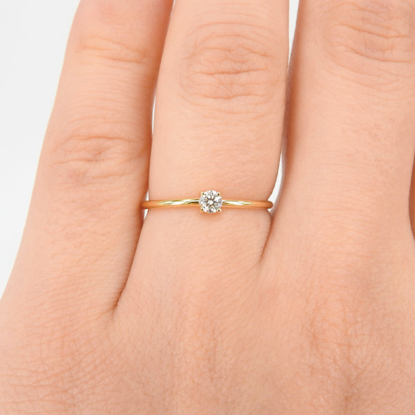 Genuine Small 0.1 Ct Diamond Engagement Ring – Minimal Tiny Diamond Ring – April Birthstone – Handmade Wedding Jewelry – Dainty Promise Ring