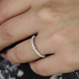 Diamond Wedding Band - Stackable French Pave Diamond Eternity Ring - Anniversary Ring - Minimalist Bridal Ring - Handmade Jewelry