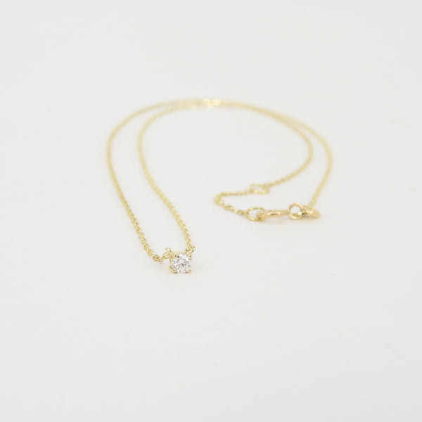 Dainty Floating Natural Diamond Solitaire Necklace – Minimalist Simple Tiny Diamond Pendant