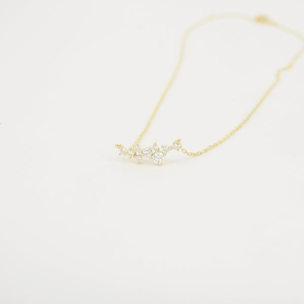 Diamond Cluster Necklace – Floating April Birthstone Necklace – Delicate Bride Diamond Necklace –Dainty Handmade Wedding Gift