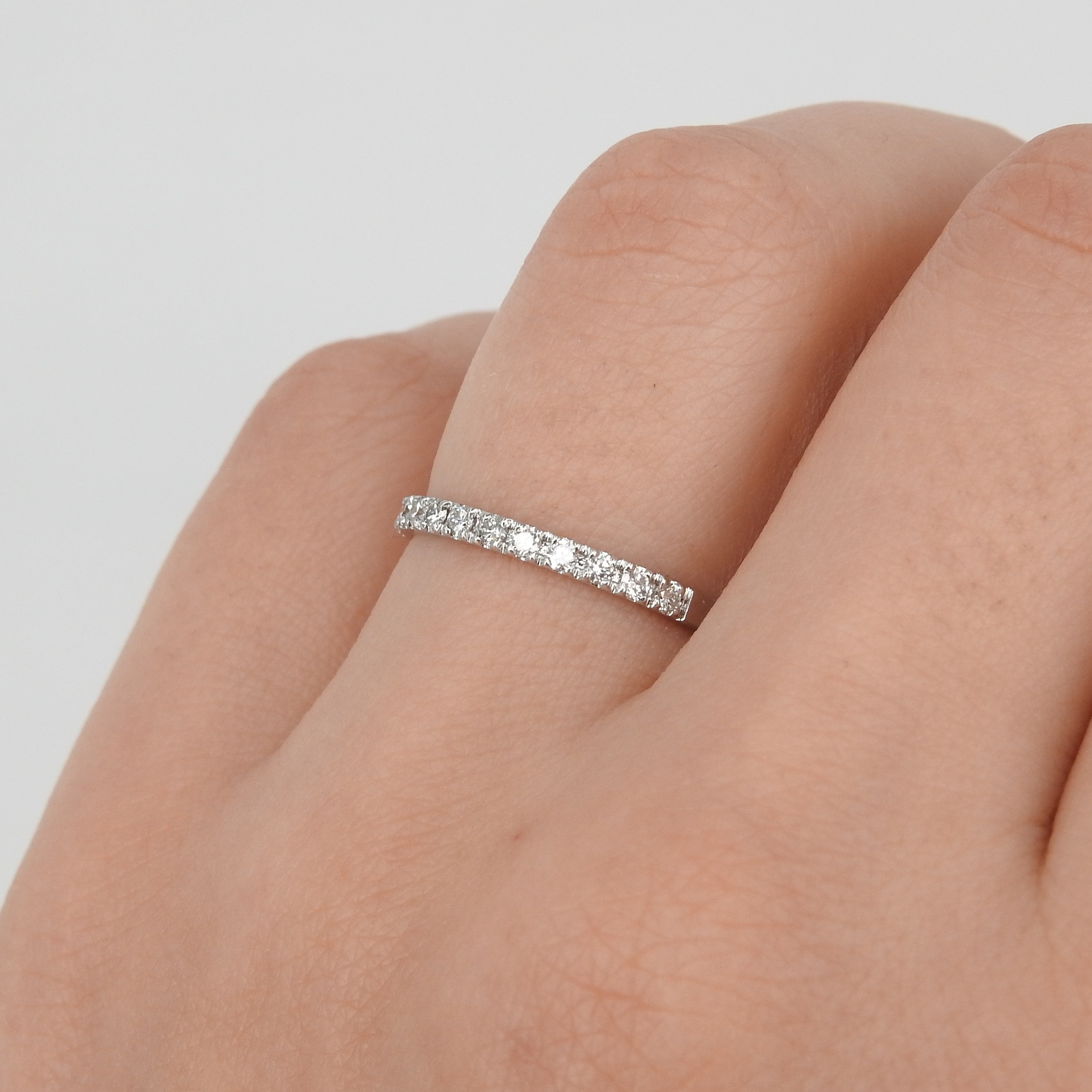 2 mm Pave Diamond Half Eternity Ring