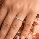 2 mm Half Eternity Pave Diamond Band – April Birthstone Eternity Ring – Simple Stacking Wedding Band - Chunky Diamond Wedding Band Set