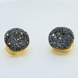 Genuine Black Diamond Large Cluster Earrings
