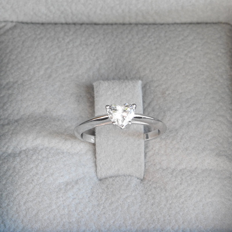Floating Heart Shaped Diamond Engagement Ring – GIA Certified Diamond Ring – Genuine April Birthstone Ring - Handmade Wedding Jewelry