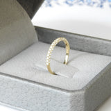 Three-Sided 2.5 mm Pave Diamond Dome Ring – Unique Natural Diamond Wedding Band – Dainty Vintage Half Eternity April Birthstone Ring