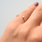 Toi et Moi Diamond Ring – Twin Genuine Diamond Ring - Open April Birthstone Ring –– Handmade Bridesmaid Wedding Jewelry Gift – Promise Ring