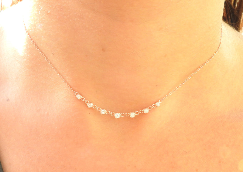 Natural Diamond 7 Bezels Chocker Necklace