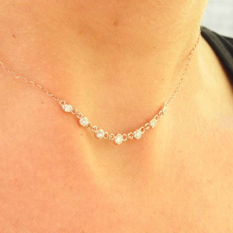 Natural Diamond 7 Bezels Chocker Necklace