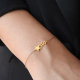 Graduated 3 Stars Bracelet - Dainty Solid 18K Gold Bracelet
