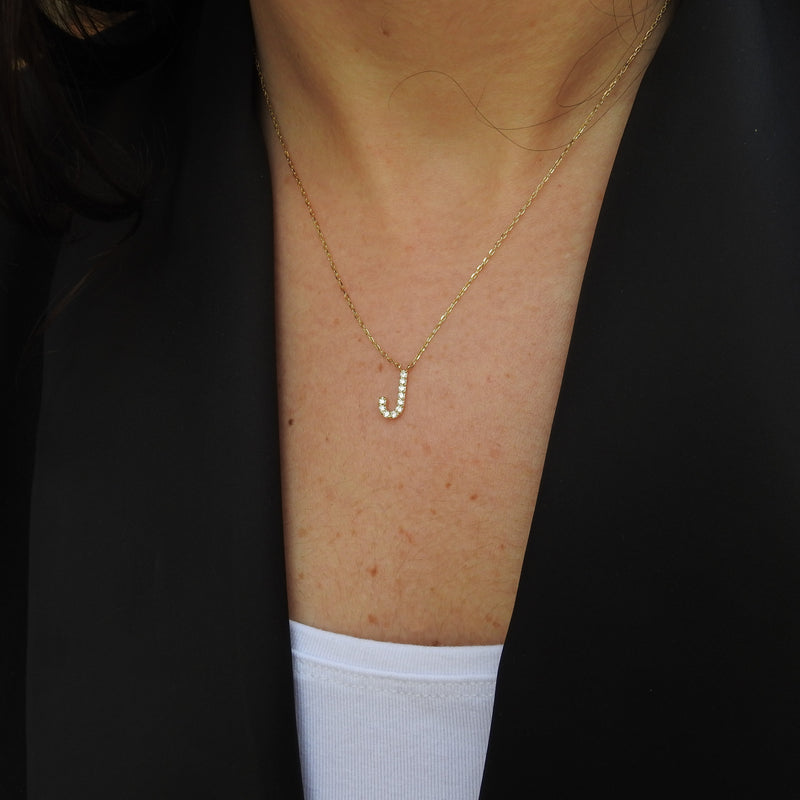 Lab Grown Diamond Initial Necklace - MiaDonna