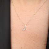 Natural Dainty Diamond Initial Pendant – Simple Delicate Custom Letter Necklace