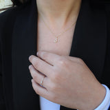 Diamond Initial Pendant – Simple Large Custom Letter Necklace – Dainty Delicate Diamond Necklace - April Birthstone Necklace