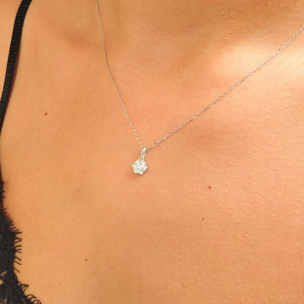 Illusion Diamond Pendant - Flower Necklace - Nature Inspired Jewelry
