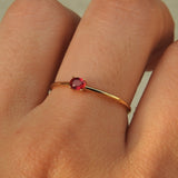 Dainty Oval Ruby Engagement Ring – Small Minimalist Ruby Ring – Simple genuine Ruby Ring - Natural July Birthstone Ring - Ruby Stacking Gold Ring