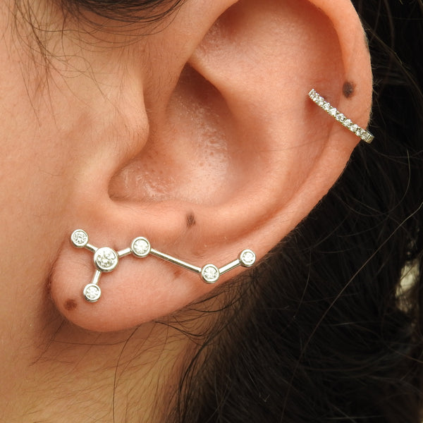 Horoscope Bezel Diamond Earrings "Diamond Constellation"